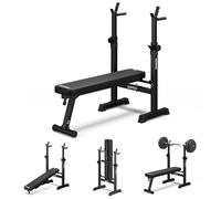 ZIPRO Banco de musculación para press de banca banco plano con soporte para barra regulable banco fitness plegable con asas para flexiones carga máxima 230 kg para home gym