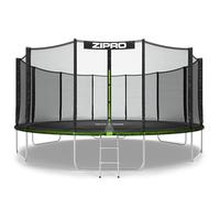 ZIPRO Trampolín Exterior Rectangular para Jardín Trampolín Suelo Grandecon Red de Seguridad Lona e Salto Escalera y Cubierta Protectora Estable - JumpPro out 496 Cm