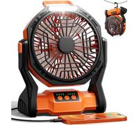 ZIQENLK Ventilador de camping recargable, ventilador de batería de 20000 mAh con luz LED y gancho, ventiladores portátiles recargables para interiores, exteriores, tienda de campaña, viajes, lugar de
