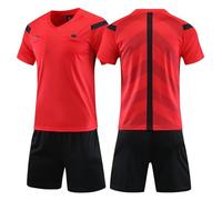 ZIQICAI2007 Fútbol Uniformes Árbitro Adolescentes Mens, Fútbol Árbitro Jersey Set Árbitro Ropa Uniforme Camisa Pantalones cortos (Rojo, Subcódigo XL=Eurocódigo M)