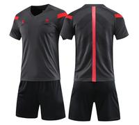 ZIQICAI2007 Fútbol Uniformes Árbitro Adolescentes Mens, Fútbol Árbitro Jersey Set Árbitro Ropa Uniforme Camisa Pantalones cortos (Negro, Subcódigo XL=Eurocódigo M)