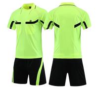 ZIQICAI2007 Uniformes Árbitro Adolescentes Mens, Fútbol Árbitro Jersey Set Árbitro Ropa Uniforme Camisa Pantalones cortos (Verde, Talla asiática L = Talla europea S)