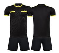 ZIQICAI2007 Uniformes de árbitro de fútbol, Jersey de árbitro Uniformes de árbitro para Hombre, Conjunto de árbitro de fútbol Junior (Negro, Subcódigo 2XL=Eurocódigo L)