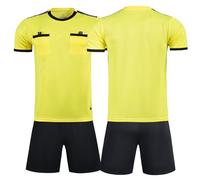 ZIQICAI2007 Uniformes de árbitro de fútbol, Jersey de árbitro Uniformes de árbitro para Hombre, Conjunto de árbitro de fútbol Junior (Colore Giallo, Subcódigo XL=Eurocódigo M)