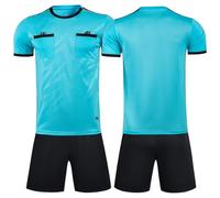 ZIQICAI2007 Uniformes de árbitro de fútbol, Jersey de árbitro Uniformes de árbitro para Hombre, Conjunto de árbitro de fútbol Junior (Azul, Talla asiática L = Talla Europea S)