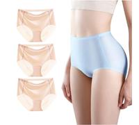 ZIQUNWLUO Ropa interior de seda de hielo ultrafina que no deja marcas para mujer, bragas transpirables de seda de hielo sin costuras, bragas elásticas suaves, 3 piezas-g, XXL