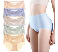 ZIQUNWLUO Ropa interior de seda de hielo ultrafina que no deja marcas para mujer, bragas transpirables de seda de hielo sin costuras, bragas elásticas suaves, 5 piezas-A, XXL
