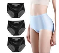 ZIQUNWLUO Ropa interior de seda de hielo ultrafina que no deja marcas para mujer, bragas transpirables de seda de hielo sin costuras, bragas elásticas suaves, 3pcs-b, XXL