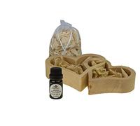 zirbel Madera Set Doble Corazón ca 17 x 10 cm con zirbelöl 10 ml & zirbel Madera de virutas de ruedas 20 g