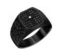 Zircobic Anillo Cruz Vintage Negro Hombre, Banda Acero Inoxidable Ligera & Duradera con Diamante Simulado, Joyería Cristiana Moderna, Diseño Anti-Desgaste, Diario, Iglesia, Regalo Fe