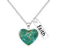 Zircobic Collar Corazón Amatista Semilla de Mostaza - Colgante Grabado “Faith” en Acero Inoxidable Hipoalergénico, Estilo Bendición Cristiana, Cómodo y Elegante, Ideal para Diario y Trabajo