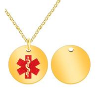 Zircobic Collares de Alerta de Enfermedad ID Personalizados de Acero Inoxidable Dorado, Collares de Identidad con Nombre y Símbolo Médico Personalizados para Hombres y Mujeres(Oro-Diy)