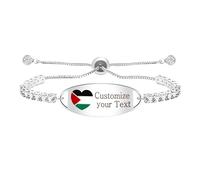 Zircobic Customizable Message Heart Bracelet | Cadena tenis CZ ligera | Joya elegante de inspiración palestina | Accesorio para uso diario