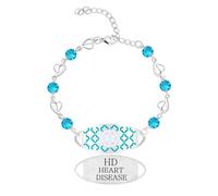 Zircobic Pulsera Alerta Médica Cardiaca Mujer - Cadena Corazón Circonio Azul, Placa Acero Inoxidable Grabada, Ligera & Resistente al Agua, Joya ID Emergencia, Regalo para Madres & Mayores