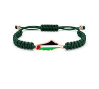 Zircobic Pulsera con Bandera Palestina Oro Rosa y Cordón Verde - Regalo Hecho a Mano para Parejas o Amigos, Simboliza Unidad y Esperanza