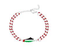 Zircobic Pulsera con Diseño Cultural y Mapa Esmaltado - Cadena ajustable de acero inoxidable con esmalte tipo goteo, joyería unisex inspirada en Palestina