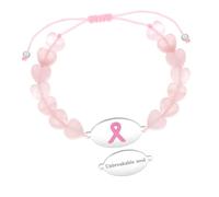 Zircobic Pulsera Cruz de Piedra Sandía Lazo Rosa - Grabado Láser Unbreakable Soul, Joyería Inspiradora Cáncer de Mama para Mujer, Cómoda, Ligera, Diario & Exterior
