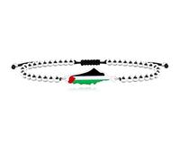 Zircobic Pulsera cuentas de cobre blanco y bandera palestina - Estilo minimalista para oración, meditación y defensores de la paz