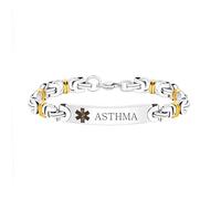 Zircobic Pulsera de acero inoxidable “Asthma” - Banda hipoalergénica, impermeable con diseño sutil, cómoda para uso diario y estilo de vida activo