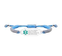 Zircobic Pulsera de Alarma Médica - ID Personalizado Grabado con Láser, Cordón Ajustable Bicolor Hecho a Mano, para Uso Diario y Gestión de la Salud