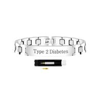 Zircobic Pulsera de Alerta Médica de Acero Inoxidable, Grabado Láser “Diabetes Tipo II”, Impermeable, Ligera, Cómoda, Identificación Rápida, Unisex, Adecuada para Trabajo, Deporte & Uso Diario
