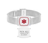 Zircobic Pulsera de alerta médica de acero inoxidable para alergias - Grabado con láser Penicillin Allergy, resistente al agua, hipoalergénica, joya médica para deportes y uso diario