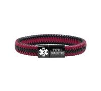 Zircobic Pulsera de Alerta Médica Diabetes Tipo 1, PU Negro/Rojo Impermeable, Pulsera Hipolergénica de Emergencia para Deportes y Uso Diario