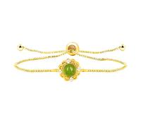 Zircobic pulsera de cadena vintage en latón acabado dorado delicado gema de vidrio pulsera delgada ajustable pulsera de amistad para mujer