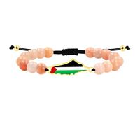 Zircobic pulsera de cuentas Thulita rosa 8MM - Diseño de bandera de Palestina simbolizando fe y paz, ligera y ajustable, unisex para uso diario