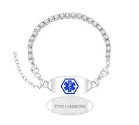 Zircobic Pulsera de emergencia ajustable diabetes tipo 1 | Elegante pulsera con alerta de salud | Información de contacto de emergencia portátil para uso diario