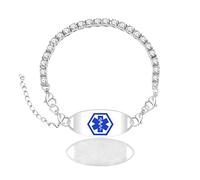 Zircobic Pulsera de identificación médica ajustable y personalizable Elegante pulsera de contacto de emergencia para personas mayores | Etiqueta médica ideal para viajes