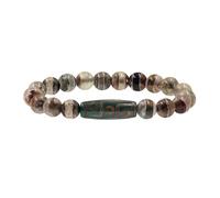 Zircobic Pulsera Dzi Verde Tibetano - Piedra Natural Multi-Ojos 3cm, Joyería Inspirada Espiritualmente para Hombres & Mujeres, Meditación, Yoga, Uso Diario