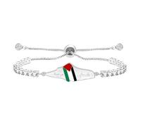 Zircobic Pulsera étnica femenina brillante - Cadena tipo tenis de cristal blanco con diseño de mapa de Palestina, joyería ligera y ajustable para uso diario y regalos YA6278