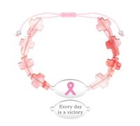 Zircobic Pulsera Inspiradora Cáncer de Mama Lazo Rosa - Joyería Cristal Rosa en Corazón Grabado Every Day Is a Victory, Ligera, Impermeable, Hipoalergénica, Diario & Fitness