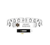 Zircobic Pulsera Médica Acero Inoxidable, Grabado “Problema Cardíaco”, Ligera, Duradera, Hipoalergénica, Impermeable, ID Emergencia, Unisex, Adecuada Viaje, Deporte & Uso Diario