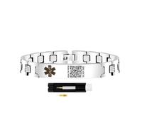 Zircobic Pulsera Médica Ajustable Cómoda de Acero Inoxidable con Código QR Personalizable, Identificación Rápida, Ligera, Impermeable, Hipoalergénica, Unisex, Adecuada para Uso Diario