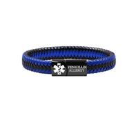 Zircobic Pulsera Médica Alergia a la Penicilina, PU Negro/Rojo Impermeable, Pulsera Deportiva Grabada para Hombres y Mujeres
