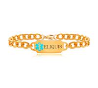 Zircobic Pulsera médica de alerta de salud “ELIQUIS” cómoda e impermeable | Acero inoxidable oro rosa | Ligera e impermeable | Ideal para uso diario, viajes y exterior