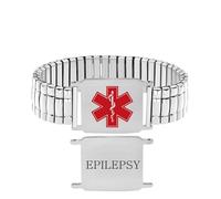Zircobic Pulsera Médica de Alerta para Epilepsia, Joyería de Alerta Grabada, Ideal para Piel Sensible, Esencial para Emergencias, Diseño Hipoalergénico y Cómodo, Pulsera Médica Elegante y Segura