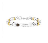 Zircobic Pulsera médica grabada de acero inoxidable con texto “Blood Thinner” - Ligera, impermeable, duradera para uso diario, al aire libre y viajes