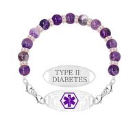 Zircobic Pulsera Médica Morada Ajustable Grabado TYPE II DIABETES｜Mujer Acero Inox｜Ligera, Cómoda & Duradera｜Diario, Fitness, Ocio, Aire Libre