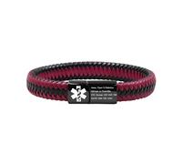 Zircobic Pulsera Médica PU Trenzada, Pulsera de Alerta de Emergencia Impermeable, Brazalete de Identificación de Salud Personalizado, Joyería Médica Deportiva Unisex - YA5552