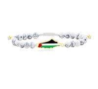 Zircobic Pulsera Personalizada Bandera Palestina | Pulseras Bandera Árabe | Pulsera Ajustable Perlas Turquesa Blanca Solidaridad Paz Fuerza | Joyería Inspiradora Esperanza Justicia | Apoyo Gaza YA5213