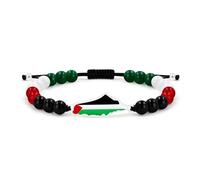 Zircobic Pulsera Única con Perlas Rojas, Verdes, Negras y Blancas - Joyería Bandera Palestina para Hombres y Mujeres, Símbolo de Fuerza y Esperanza, Ideal para Regalos o Apoyo a la Libertad