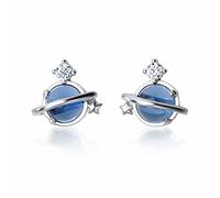 Zircon Blue Universe Planet Stud 925 Ladies Fashion Elegant Party Banquet Jewelry High-End Earrings