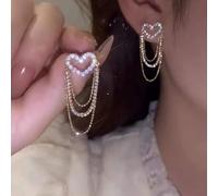 Zircón con incrustación -Color Corazón Long Tassel Pendes Joyas para mujeres Regalo de cumpleaños