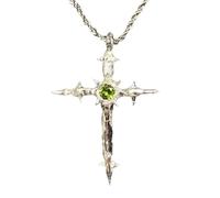 Zircon Cross Necklace, 18K Plated Silver Cross Faith Pendant Necklaces, Christian Cross Pendant Necklaces, Crystal Zircon Cross Necklace for Women, Crown of Thorns with Cross, Mother Day’s Gifts (B)