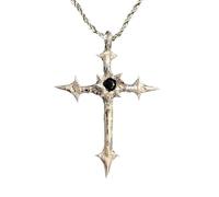 Zircon Cross Necklace, 18K Plated Silver Cross Faith Pendant Necklaces, Christian Cross Pendant Necklaces, Crystal Zircon Cross Necklace for Women, Crown of Thorns with Cross, Mother Day’s Gifts (A)