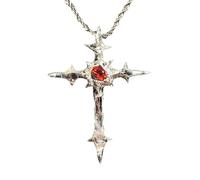 Zircon Cross Necklace, 18K Plated Silver Cross Faith Pendant Necklaces, Christian Cross Pendant Necklaces, Crystal Zircon Cross Necklace for Women, Crown of Thorns with Cross, Mother Day’s Gifts (D)
