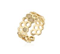 Zirconia Cúbica Anillo De Nido De Abeja De Crianza De Compromiso Abierto De Compromiso De La Boda Anillos De Dedo De La Moda Ajustado De La Moda Diamante De Cristal De La Joyería Para Las Mujeres De
